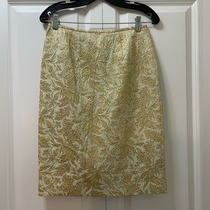 Lafayette 148 Petites Gold Brocade Women’s Skirt Size 6